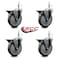 Service Caster 5'' Gray Poly Swivel 7/16'' Grip Ring Stem Caster Set with Brake, 4PK SCC-GR20S514-PPUB-PLB-716138-4 - alternate 4